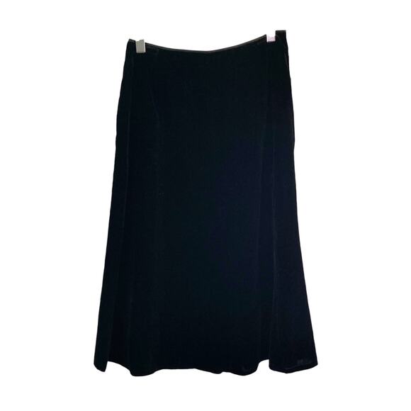 Investments Petite Black Velvet Midi Skirt 10P Flared Glam Whimsygoth Romantic - Picture 1 of 5